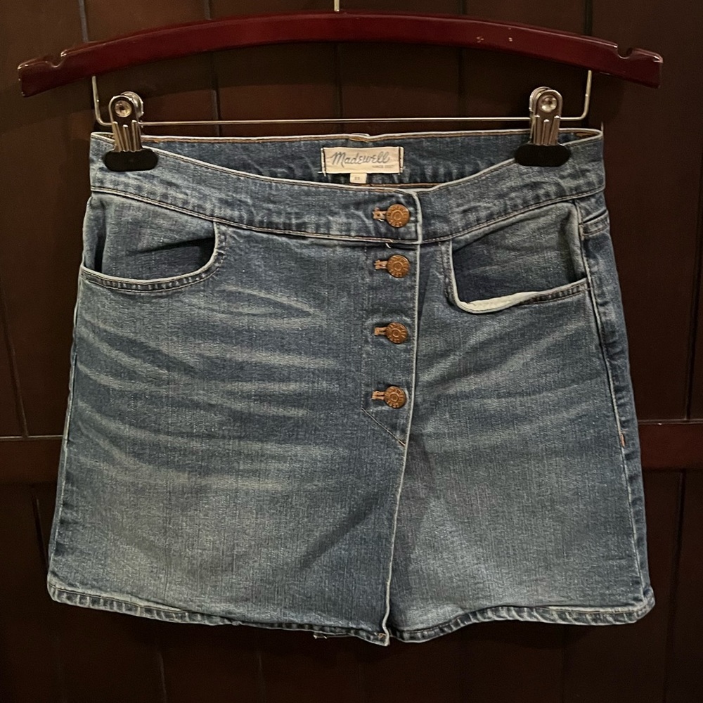 MADEWELL Denim Mini Skirt 4 Button-Front Edition Size 25.